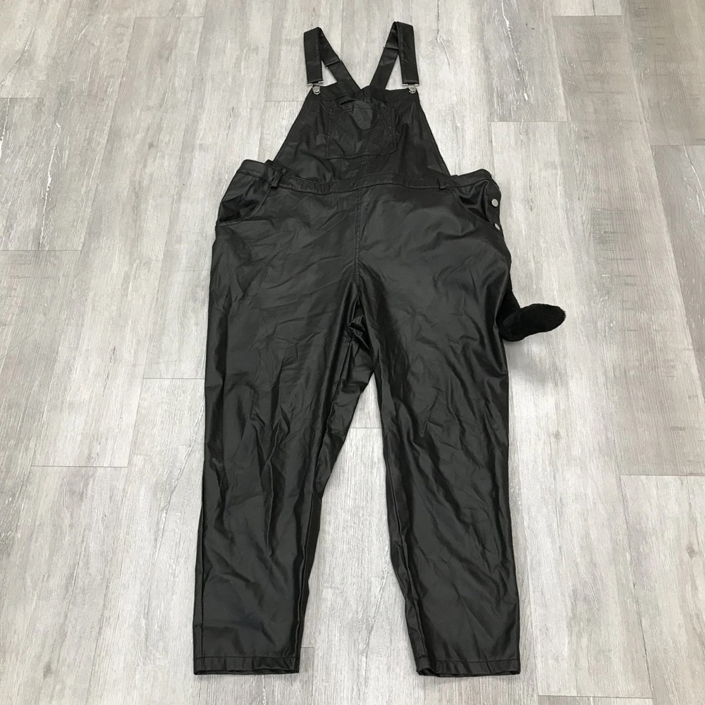 Toxik 3 Black Faux Leather Overalls With Cat Tail - Size 2X